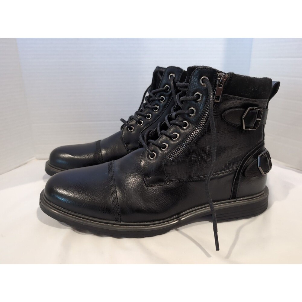 BRUNO MARC MOTORCYCLE BOOTS Size 11 RIDING OXFORD FAUX LEATHER  MEN'S NEW